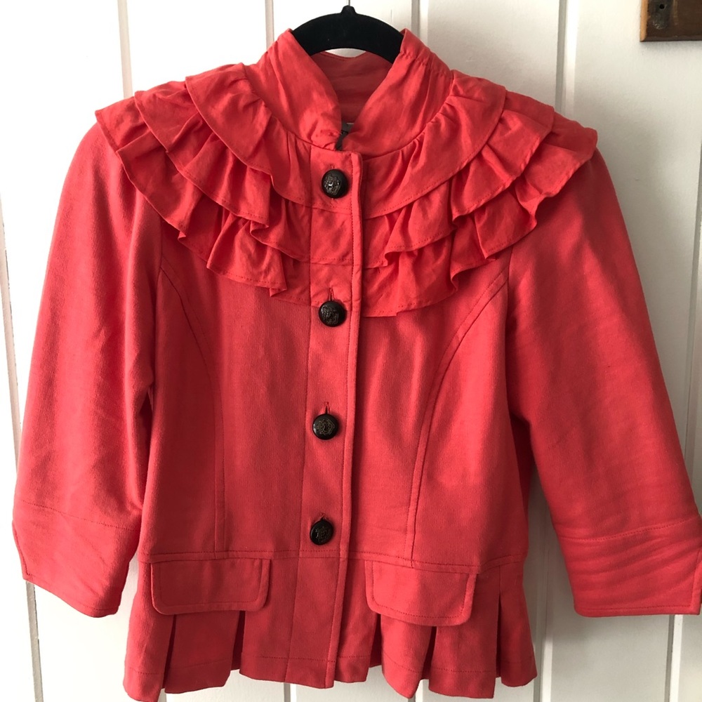 Coral cropped Blazer Jacket